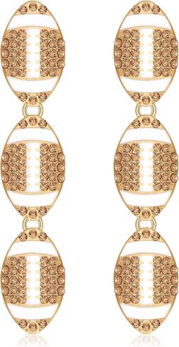 Football Earrings for Women, Pave Rhinestones Football Mom Trio Dangle Earrings, Sports Lover Touchdown Drop Earrings, Football Team Gifts for Women Jewelry in Saudi Arabia