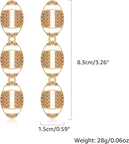 Football Earrings for Women, Pave Rhinestones Football Mom Trio Dangle Earrings, Sports Lover Touchdown Drop Earrings, Football Team Gifts for Women Jewelry in Saudi Arabia