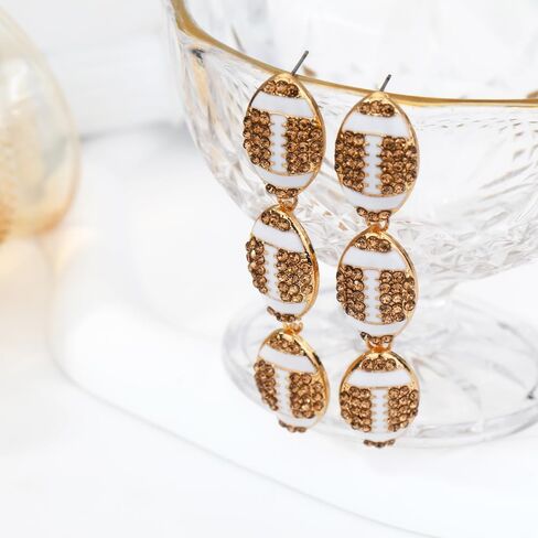 Football Earrings for Women, Pave Rhinestones Football Mom Trio Dangle Earrings, Sports Lover Touchdown Drop Earrings, Football Team Gifts for Women Jewelry in Saudi Arabia
