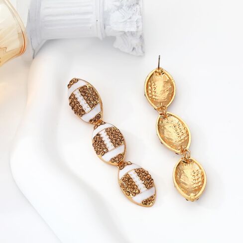 Football Earrings for Women, Pave Rhinestones Football Mom Trio Dangle Earrings, Sports Lover Touchdown Drop Earrings, Football Team Gifts for Women Jewelry in Saudi Arabia