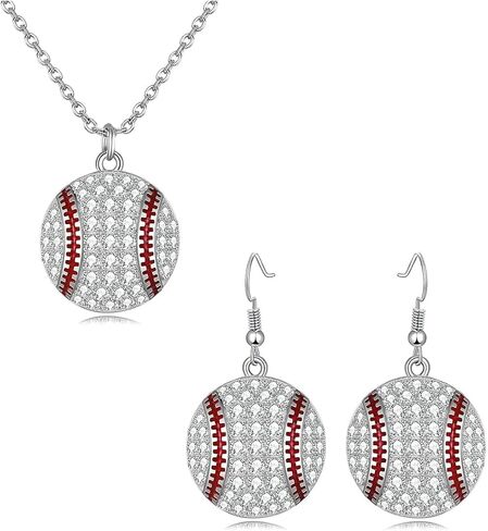 Baseball Earrings for Women Rhinestone Baseball Necklace Baseball Dangle Earrings Baseball Mom Accessories Sports Earrings Set in Saudi Arabia