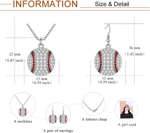 Baseball Earrings for Women Rhinestone Baseball Necklace Baseball Dangle Earrings Baseball Mom Accessories Sports Earrings Set in Saudi Arabia