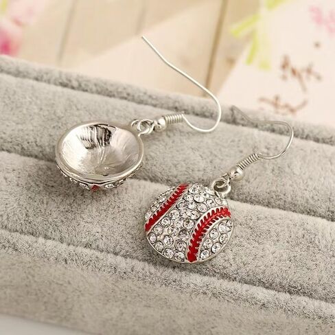 Baseball Earrings for Women Rhinestone Baseball Necklace Baseball Dangle Earrings Baseball Mom Accessories Sports Earrings Set in Saudi Arabia