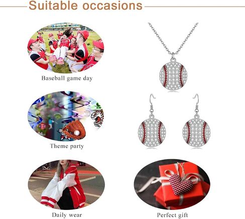 Baseball Earrings for Women Rhinestone Baseball Necklace Baseball Dangle Earrings Baseball Mom Accessories Sports Earrings Set in Saudi Arabia