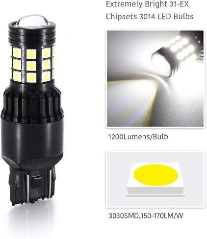 LUYED 2Pcs 7443 3030 31-smd LED Bulbs, Xenon White, 12v-24v, Fits 7440A 7440NA 7440 7440SV 7443NA 7441 7443 7443R WY21W W21/5W W21W, Easy Installation in Saudi Arabia