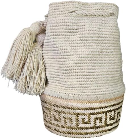 حقيبة Wayuu Mochila الكولومبية الأصلية: حقيبة شاطئ مصنوعة يدويًا من قش Boho، مصنوعة يدويًا على يد حرفيي Wayúu - حقائب Boho الكولومبية الأصلية (M222) in Saudi Arabia