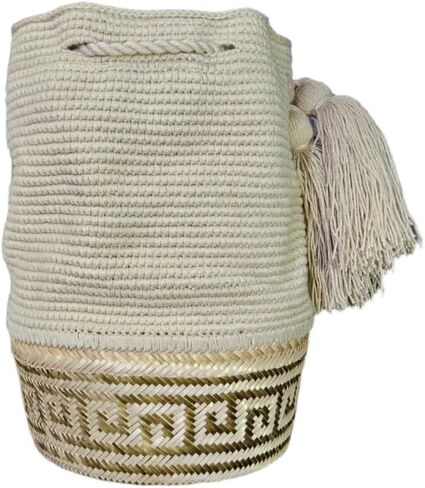 حقيبة Wayuu Mochila الكولومبية الأصلية: حقيبة شاطئ مصنوعة يدويًا من قش Boho، مصنوعة يدويًا على يد حرفيي Wayúu - حقائب Boho الكولومبية الأصلية (M222) in Saudi Arabia