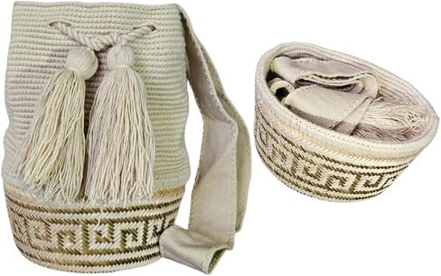 حقيبة Wayuu Mochila الكولومبية الأصلية: حقيبة شاطئ مصنوعة يدويًا من قش Boho، مصنوعة يدويًا على يد حرفيي Wayúu - حقائب Boho الكولومبية الأصلية (M222) in Saudi Arabia