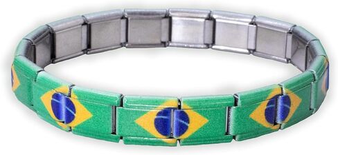 Fablinks Italian Charm Bracelet, 9mm Stainless Steel Flag Charms Link Bracelets for Women, Expandable Stretch Modular Country Nomination Jewelry for Men in Kuwait