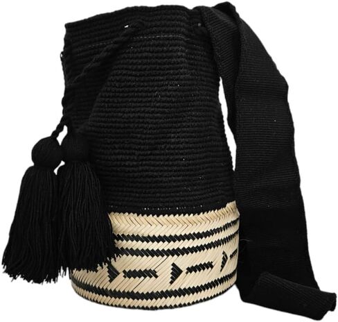 حقيبة Wayuu Mochila الكولومبية الأصلية: حقيبة شاطئ مصنوعة يدويًا من قش Boho، مصنوعة يدويًا على يد حرفيي Wayúu - حقائب Boho الكولومبية الأصلية (M206) in Saudi Arabia