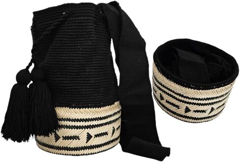حقيبة Wayuu Mochila الكولومبية الأصلية: حقيبة شاطئ مصنوعة يدويًا من قش Boho، مصنوعة يدويًا على يد حرفيي Wayúu - حقائب Boho الكولومبية الأصلية (M206) in Saudi Arabia