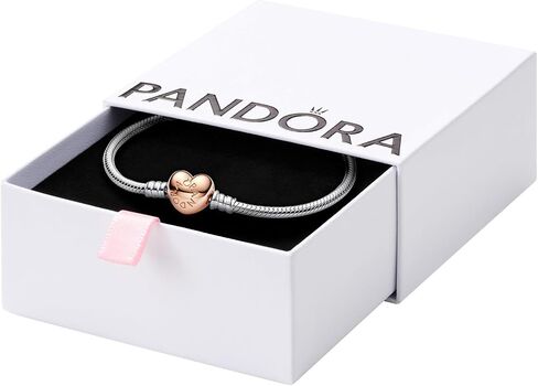 Charm Bracelets for Women-Women Snake Charm Bracelet-Moments Heart Clasp Snake Chain Bracelet-With Gift Box in Saudi Arabia
