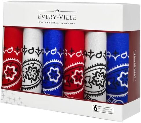 EVERY-VILLE Where EVERYone is Welcome 6 Pack 100% Cotton Teal Bandana Gift Set - 22x22 Inches Turquoise Paisley Bandanas for Men Women Cowboy (Dark Green) in Saudi Arabia