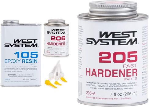 حزمة West System 105A Epoxy الراتنج (32 أونصة سائلة) مع مقوي إيبوكسي بطيء 206A (7 أونصة سائلة). تتضمن أيضًا مضخة واحدة من الراتنج ومضخة واحدة للتصلب. in Kuwait
