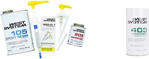 حزمة West System 105A Epoxy الراتنج (32 أونصة سائلة) مع مقوي إيبوكسي بطيء 206A (7 أونصة سائلة). تتضمن أيضًا مضخة واحدة من الراتنج ومضخة واحدة للتصلب. in Kuwait