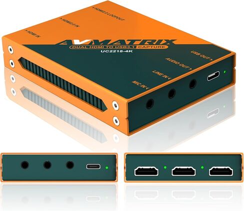AVMATRIX UC1218-4K Game Capture Card, 4K60 Pass-Through, Plug and Play, 1080p60 Uncompressed Capture for Streaming in OBS, Vmix.Ultra-Low Latency on PS5, PS4/Pro, Xbox Series X/S, Xbox One X/S in Kuwait