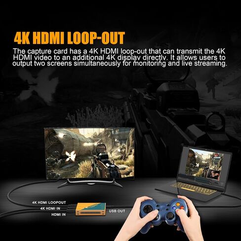 AVMATRIX UC1218-4K Game Capture Card, 4K60 Pass-Through, Plug and Play, 1080p60 Uncompressed Capture for Streaming in OBS, Vmix.Ultra-Low Latency on PS5, PS4/Pro, Xbox Series X/S, Xbox One X/S in Kuwait
