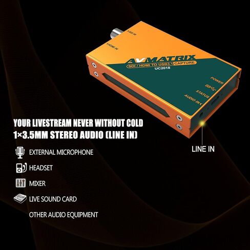 AVMATRIX UC1218-4K Game Capture Card, 4K60 Pass-Through, Plug and Play, 1080p60 Uncompressed Capture for Streaming in OBS, Vmix.Ultra-Low Latency on PS5, PS4/Pro, Xbox Series X/S, Xbox One X/S in Kuwait