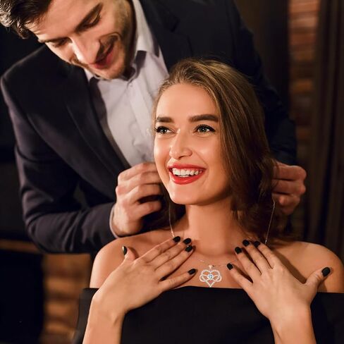 OKISIL قلادات قلادة على شكل قلب إنفينيتي للنساء، مطلية بالذهب عيار 18 قيراط ومجوهرات من الفضة الإسترلينية S925، مجموعة 5A تشيكوسلوفاكيا، هدايا عيد الميلاد السنوية لعيد الميلاد للنساء وصديقتها وزوجته وأمها وأختها in Kuwait