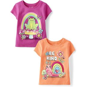 The Children's Place Baby Toddler Girls 2-Pack Short Sleeve Graphic T-Shirt