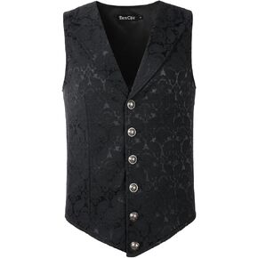 DarcChic Mens Gothic Lapel Vest Steampunk Waistcoat Victorian