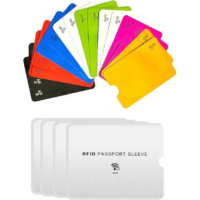 RFID Blocking Passport Sleeve Credit Card Cover Unisex Identity Theft Prevention Protector (Multicolor - 20pcs)