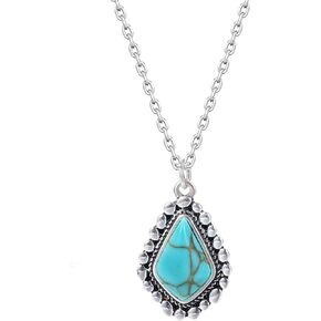 Turquoise Pendant Necklace for Women, 925 Sterling Silver Western Bohemian Necklace, Boho Jewelry for Girls, Gift Box included