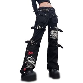 Gothic Baggy Cargo Pants for Women Or Teens Girls Alt Fashion Trousers