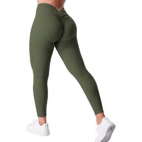 QOQ V Back Leggings for Women Scrunch Butt Lifting Workout Leggings High Waisted Gym Booty Tights