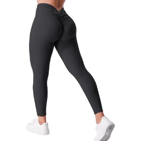 QOQ V Back Leggings for Women Scrunch Butt Lifting Workout Leggings High Waisted Gym Booty Tights