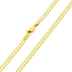 Nuragold 14k Yellow Gold 3mm Solid Cuban Curb Link Chain Pendant Necklace, Mens Womens Jewelry 16" 18" 20" 22" 24" 26" 28" 30"