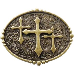zswell Belt Buckle Western Cowboy Cross Prayer Brings Good Luck Convenient Fitting Pure Metal Belt Buckle Large
