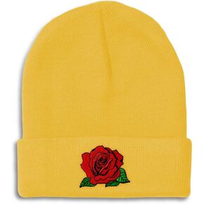 Custom Beanies for Men Red Rose Style B Embroidery Flowers Winter Hats for Women Acrylic Skull Cap 1 Size