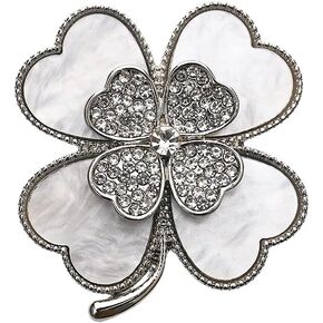 Kokoma CZ Clover Brooch Pin for Women Girls Rhinestone Four Leaf Lapel Pins Irish Shamrock Badge Corsage Brooches Cloth Dress Accessories for St Patrick's Day in Kuwait