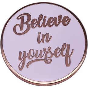 Believe in Yourself Enamel Pin inspirational quote badge round button Brooch golden worlds Accessory kids adults friends gift