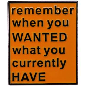Remember When You Wanted What You Currently Have Enamel Pin Badge Brooch Lapel Pin for Bag Hat Letter Saying Badge Jewelry Gift Kids Girl Boys Women