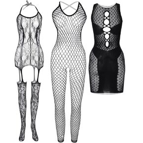 DMLBC Women Fishnet Bodysuits,Floral Lace Lingerie,Women's Sexy Mesh Babydoll,Bodysuit Dress,One Piece Babydoll One Size in Kuwait