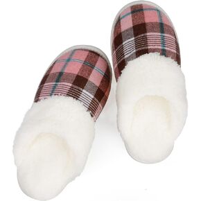 riemot Women's Men's Furry Warm Slippers, Memory Foam Slippers Comfortable Closed Toe House Slippers Shoes Anti Slip Bedroom Sandals Lightweight Winter Indoor Slippers