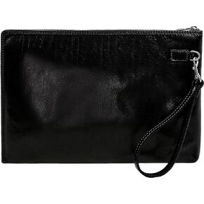 Time Resistance Leather Clutch for Men Organizer Wrist Bag Briefcase Handmade in Italy