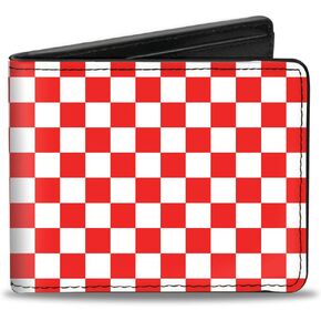 Buckle-Down Men's Wallet, Bifold, Checker Red White, Vegan Leather, Multi, 4.0" x 3.5"