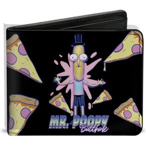 Wallet Bifold PU Rick and Morty Mr Poppy Butthole Pizza Pose Black