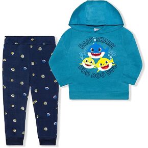 Nickelodeon Baby Shark Boys’ Hooded Sweatshirt and Jogger Set for Toddler – Blue/Navy or Blue/Grey or Black/Grey