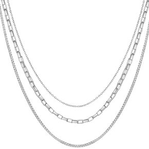 Jude Jewelers Stainless Steel Triple Layers Stacking Chain Collar Statement Necklace