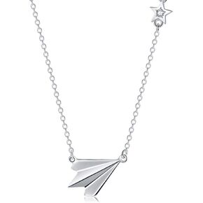 Helen de Lete Paper Airplane 925 Sterling Silver Collar Necklace