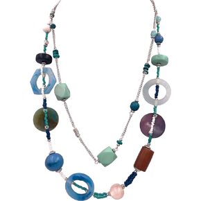 Lizzie Kay 2-Layer Chunky Resin Bead Versatile Boho Statement Necklace for Women