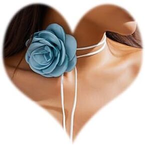 Vintage Velvet Flower Collar Necklace Long Rose Flower Collar Tie Necklace Adjustable Chain Fabric Flower Necklaces for Women Girls