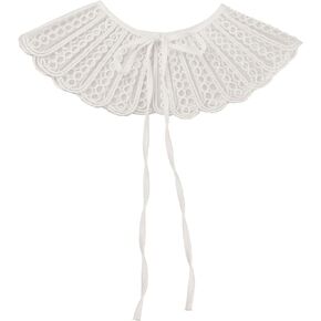 Elerevyo Detachable Fake Collar, Lace Embroidery Knit Little Shawl Mini Cape Choker False Peter Pan Collar for Blouse