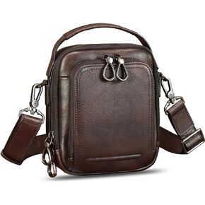 IVTG Genuine Leather Messenger Bag for Men Small Sling Purse Crossbody Shoulder Bags Satchel for Work Business Handbags