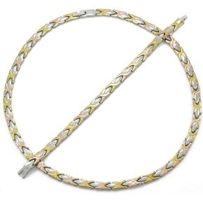 SPARKLE XOXO Hugs and Kisses Stainless Steel Stampato Necklace and Bracelet Set 3 Tone Style 2