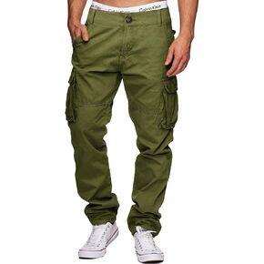 AIFARLD Cargo Pants for Men Multi Pockets Work Pants Cotton Stretch Elastic Waist Relaxed Fit Hiking Outdoor Casual